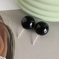 1 Pair Simple Style Round Inlay Sterling Silver Agate Silver Plated Ear Studs main image 5
