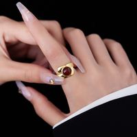 Retro Geometric Sterling Silver Plating Inlay Agate 24k Gold Plated White Gold Plated Open Rings main image 3