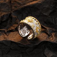 Retro Star Sterling Silver Plating Inlay Zircon 24k Gold Plated White Gold Plated Open Rings main image 5