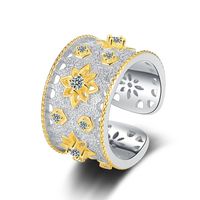 Retro Star Sterling Silver Plating Inlay Zircon 24k Gold Plated White Gold Plated Open Rings main image 6