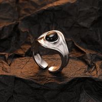 Simple Style Geometric Sterling Silver Plating Inlay Agate White Gold Plated Open Rings main image 4