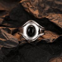 Simple Style Geometric Sterling Silver Plating Inlay Agate White Gold Plated Open Rings main image 5
