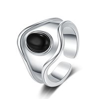 Simple Style Geometric Sterling Silver Plating Inlay Agate White Gold Plated Open Rings main image 6