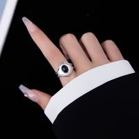 Simple Style Geometric Sterling Silver Plating Inlay Agate White Gold Plated Open Rings sku image 1