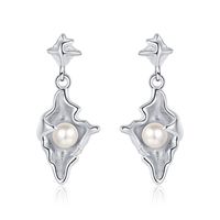 1 Paire Style Simple Géométrique Placage Incruster Argent Sterling Coquille Plaqué Or 24k Or Blanc Plaqué Boucles D'oreilles main image 6