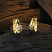 1 Pair Simple Style Geometric Plating Inlay Sterling Silver Zircon 24k Gold Plated White Gold Plated Earrings main image 5