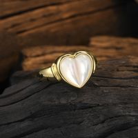 Elegant Sweet Heart Shape Sterling Silver Plating Inlay Shell 24k Gold Plated White Gold Plated Women's Open Rings main image 3