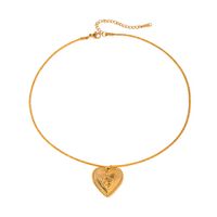 304 Stainless Steel 18K Gold Plated Retro Heart Shape Pendant Necklace main image 6