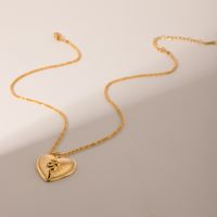304 Stainless Steel 18K Gold Plated Retro Heart Shape Pendant Necklace main image 3
