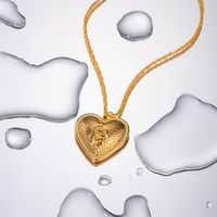304 Stainless Steel 18K Gold Plated Retro Heart Shape Pendant Necklace main image 5