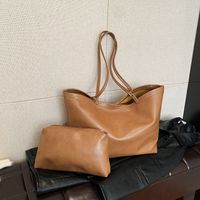 Women's Pu Leather Solid Color Classic Style Square Zipper Tote Bag sku image 1