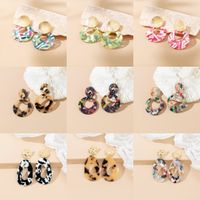 1 Piece Simple Style Commute Circle Round Lacquer Painting Plating Hollow Out Arylic Metal Gold Plated Drop Earrings main image 1