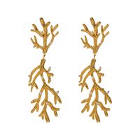 1 Pair IG Style Vintage Style Coral Shape Plating 304 Stainless Steel Drop Earrings main image 6