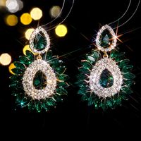 1 Pair Elegant Geometric Water Droplets Inlay Alloy Rhinestones Zircon Drop Earrings sku image 14