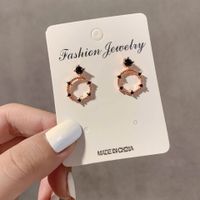 Fashion Star Moon Silver Plated Inlay Zircon Women's Ear Studs 1 Pair sku image 1