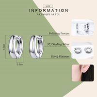 1 Pair Simple Style Solid Color Plating Sterling Silver Silver Plated Hoop Earrings main image 2