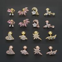1 Piece Ig Style Simple Style Geometric Plating Inlay Brass Zircon 18k Gold Plated White Gold Plated Ear Studs main image 5
