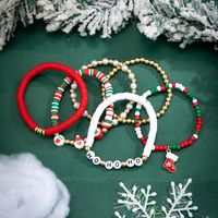 Exaggerated Classic Style Christmas Tree Santa Claus Letter Imitation Pearl Alloy Plastic Wholesale Bracelets main image 4