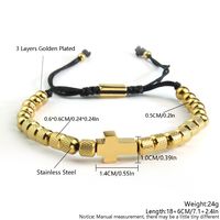 Basic Cross 304 Stainless Steel Beaded Plating Braid 18K Gold Plated Unisex Bracelets main image 2