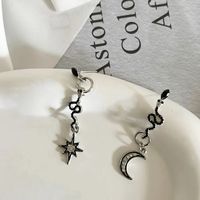 1 Pair Casual Retro Star Moon Snake Alloy Zircon Drop Earrings main image 6