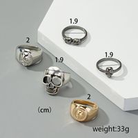 Ornament Alloy 5 Skull Men's Ring Set Europe And America Cross Border Fashion Temperament Ring main image 7