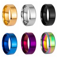 8mm Glossy Stainless Steel Ring Simple Fashion Jewelry Wholesale main image 1