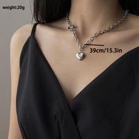 Wholesale Jewelry Boyfriend Streetwear Heart Shape Alloy Gold Plated Silver Plated Pendant Necklace main image 7
