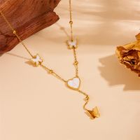Acero Titanio Chapados en oro de 18k Elegante Enchapado Color Sólido Mariposa Acrílico Collar Colgante main image 4