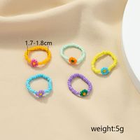 Fashion Vintage Colorful Miyuki Beads Woven Flower Ring Set main image 7