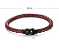Retro Solid Color Stainless Steel Pu Leather Plating Men's Bangle main image 2