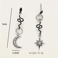 1 Pair Casual Retro Star Moon Snake Alloy Zircon Drop Earrings main image 2