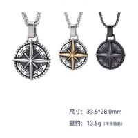 Retro Punk Compass 304 Stainless Steel Carving Men'S main image 5