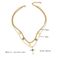Stainless Steel 18K Gold Plated Elegant Streetwear Plating Cross Eye Zircon Bracelets Earrings Necklace main image 2