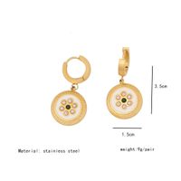 Stainless Steel 18K Gold Plated Retro Commute Enamel Inlay Round Artificial Pearls Earrings Necklace main image 3