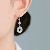 1 Pair Vintage Style Round Inlay Copper Zircon Drop Earrings main image 3