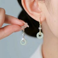 1 Pair Vintage Style Round Inlay Copper Zircon Drop Earrings main image 1