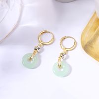 1 Pair Vintage Style Round Inlay Copper Zircon Drop Earrings main image 5