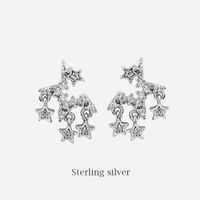 Fashion Star Moon Silver Plated Inlay Zircon Women's Ear Studs 1 Pair sku image 2