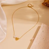 Acero Titanio Chapados en oro de 18k Elegante Enchapado Forma De Corazón Color Sólido Collar Colgante main image 3