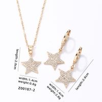 304 Stainless Steel Copper K Gold Plated Rhodium Plated Hip-Hop Simple Style Plating Inlay Pentagram Zircon Jewelry Set main image 2