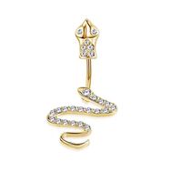 Cool Style Snake Stainless Steel Inlay Zircon Belly Ring main image 5