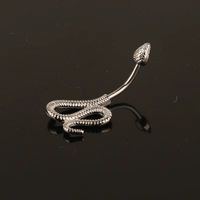 Cool Style Snake Stainless Steel Inlay Zircon Belly Ring main image 4