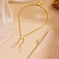 Titanium Steel 18K Gold Plated Elegant Plating Heart Shape Solid Color Acrylic Pendant Necklace main image 1