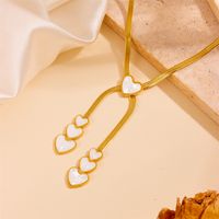 Titanium Steel 18K Gold Plated Elegant Plating Heart Shape Solid Color Acrylic Pendant Necklace main image 3