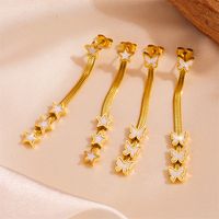 1 Pair Vintage Style Solid Color Plating Stainless Steel Acrylic 18K Gold Plated Drop Earrings main image 6