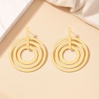 1 Pair Simple Style Round Plating Alloy Gold Plated Drop Earrings main image 8