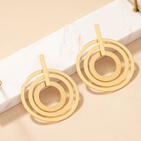 1 Pair Simple Style Round Plating Alloy Gold Plated Drop Earrings main image 6