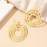 1 Pair Simple Style Round Plating Alloy Gold Plated Drop Earrings main image 1