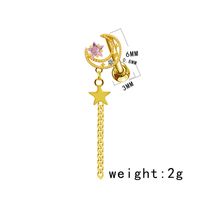 1 Piece Elegant Lady Star Moon Heart Shape Plating Inlay Stainless Steel Copper Zircon Gold Plated Cartilage Earrings sku image 6