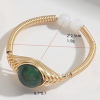 Retro Round Natural Stone Copper 14k Gold Plated Rings main image 3